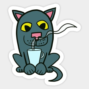 cat with coffee Sticker